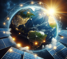 photo real solar panels orbiting globe zero carbon with globe innovation abstract theme 1